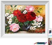 Artstudioclub®  Diamond painting volwassenen Bloemen, rood roze en wit 30 x 25 cm