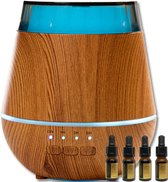 FRAGRANTLY Aroma diffuser inclusief 4 x 10 ml etherische oliën - luchtbevochtiger met 7 kleuren LED lamp - humidifer electrisch vernevelaar voor etherische, essentïele & aroma olie