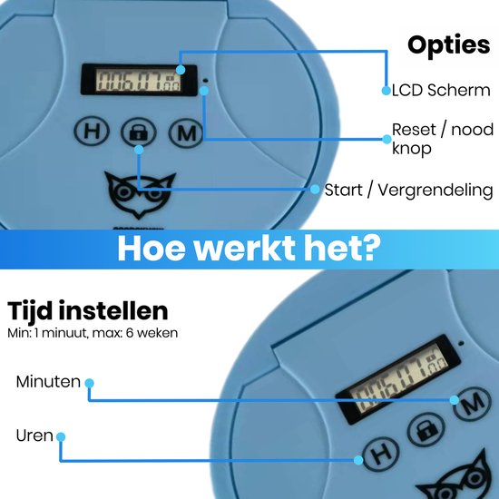 Good2know Telefoon Kluis met Tijdslot - Stoppen met Roken - Timer – Kluis - Opbergdoos - Kitchen Safe - Blauw – meer Focus & Zelfdiscipline