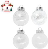 MIFOR® - Luxe set 24 stuks Witte & Transparante Kerstballen met verschillende opdruk - Ø6 cm - 4 soorten