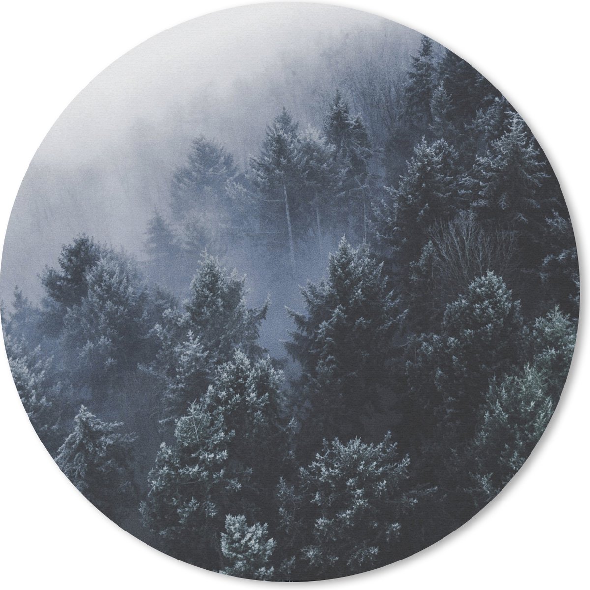 Muismat rond 50x50 cm - Mousepad Bomen - Mist - Den - Ronde muismatten