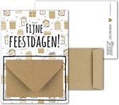 Geldkaart met mini Envelopje -> Kerst - No: 16 (Kadootjes-goudkleurig/zwart-Fijne feestdagen) - LeuksteKaartjes.nl by xMar