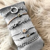 By Julie Nude & Zwart luxe armbandenset Zilverkleurig - Stainless steel