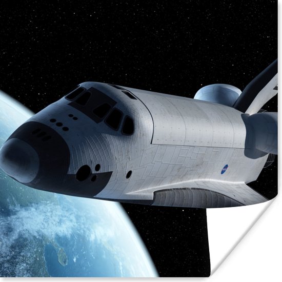 Poster Space shuttle boven de aarde - 30x30 cm