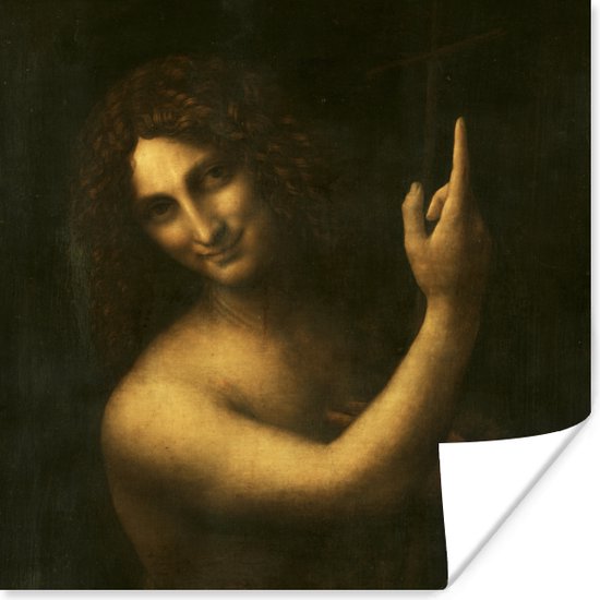 Johannes de Doper - Leonardo da Vinci poster papier 50x50 cm - Foto print op Poster (wanddecoratie woonkamer / slaapkamer)