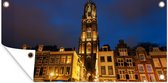 Tuinposter Nacht - Domtoren - Utrecht - 60x30 cm - Tuindoek - Buitenposter