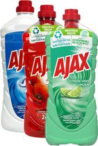Ajax Allesreiniger Voordeelverpakking - 1x Limoen - 1x Klaprozenveld - 1x Fris - 1250ML