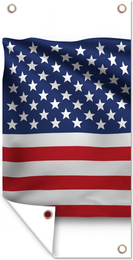 Tuinposter Vlag van Verenigde Staten op een witte achtergrond - 30x60 cm - Tuindoek - Buitenposter