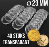 Allernieuwste 40 stuks Muntcapsules Ø 23 mm - Transparante Munt Capsules - Munthouders voor Gouden Tientjes, gouden en zilveren munten, penningen, tokens - Doorzichtig Glashelder K