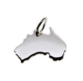 Zilveren Hanger land Australie | 925 Sterling Silver | met Gratis lederen hals ketting | vorm landkaart Australie | mooi, leuk souvenir en cadeau voor jezelf of een ander | landhanger zilver | geschenkverpakking