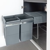 Eleganca afvalbak 2x20L - uittrekbare prullenbak - inbouw afvalemmer 40L - antraciet - B34,2xD46.9xH38.9cm