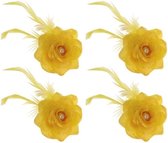 Set de 4 pièces fleur déco jaune avec épingle / élastique - Décoration cheveux - Fleurs pour cheveux