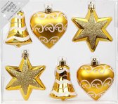 6x stuks kunststof kersthangers figuurtjes goud 9 cm kerstornamenten - Kunststof ornamenten kerstversiering