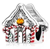 Tracelet - Zilveren bedels - Bedel Kersthuisje | Kerst bedel | 925 Sterling Zilver - Pandora compatible - Met 925 Zilver Certificaat - Valentijn tip