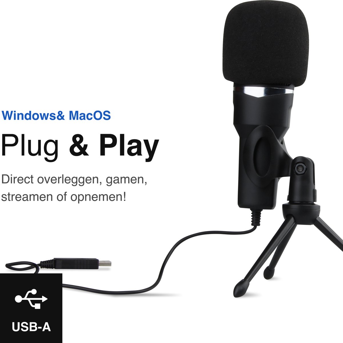 Vivid Green USB Microfoon met standaard - Gaming - Podcast - Voor Pc en  console -... | bol.com