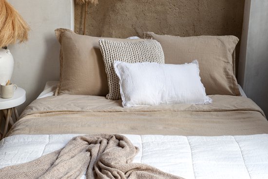 Passion for Linen | Remy dekbedovertrek naturel | 240-220 cm | Luxe katoen perkal / linnen mix natural