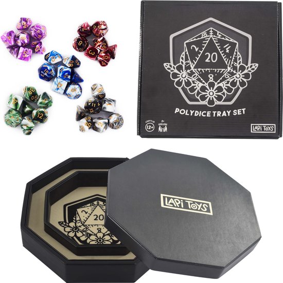 Thumbnail van een extra afbeelding van het spel Lapi Toys - Dungeons and dragons essential kit - D&D polydice tray - Dnd dice tray - Dobbelsteenbak met deksel - Inclusief 5 sets dobbelstenen