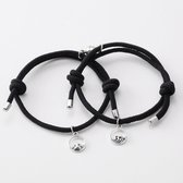 Armband set met magneet - Valentijn cadeau - Koppel armband - Zwart - Armband dames - Armband heren - Romantisch cadeau - Vriendschap armband