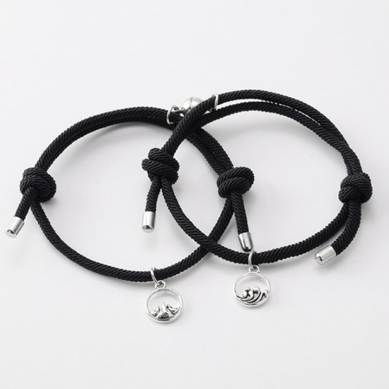 Ensemble de bracelet avec aimant - Bracelet couple - Zwart - Bracelet femme  - Bracelet... | bol