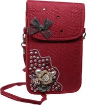 Jessidress® Crossbodytas Kleine Tasje met strass Telefoontas Dames Telefoontasje - Donker Roze