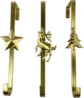 Metalen kerst hanger - kerstkrans haak - set van 3 | 10 x 6 x 29 cm | Speciale deurhanger voor over de deur | Haak om jouw kerstcadeaus in zak of kerst decoratie aan op te hangen |