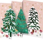 2 Pakjes van 5 Kerstkaarten Engelen in kerstbomen, Roger la Borde, 3 slag en uitgestanste luxe kerstkaarten Angels in trees