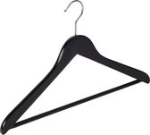 De Kledinghanger Gigant - 50 x Blouse / shirthanger lotushout zwart gelakt met anti-slip broeklat, 44 cm