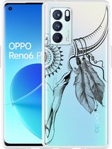 Oppo Reno6 Pro 5G Hoesje Boho Buffalo Skull - Designed by Cazy