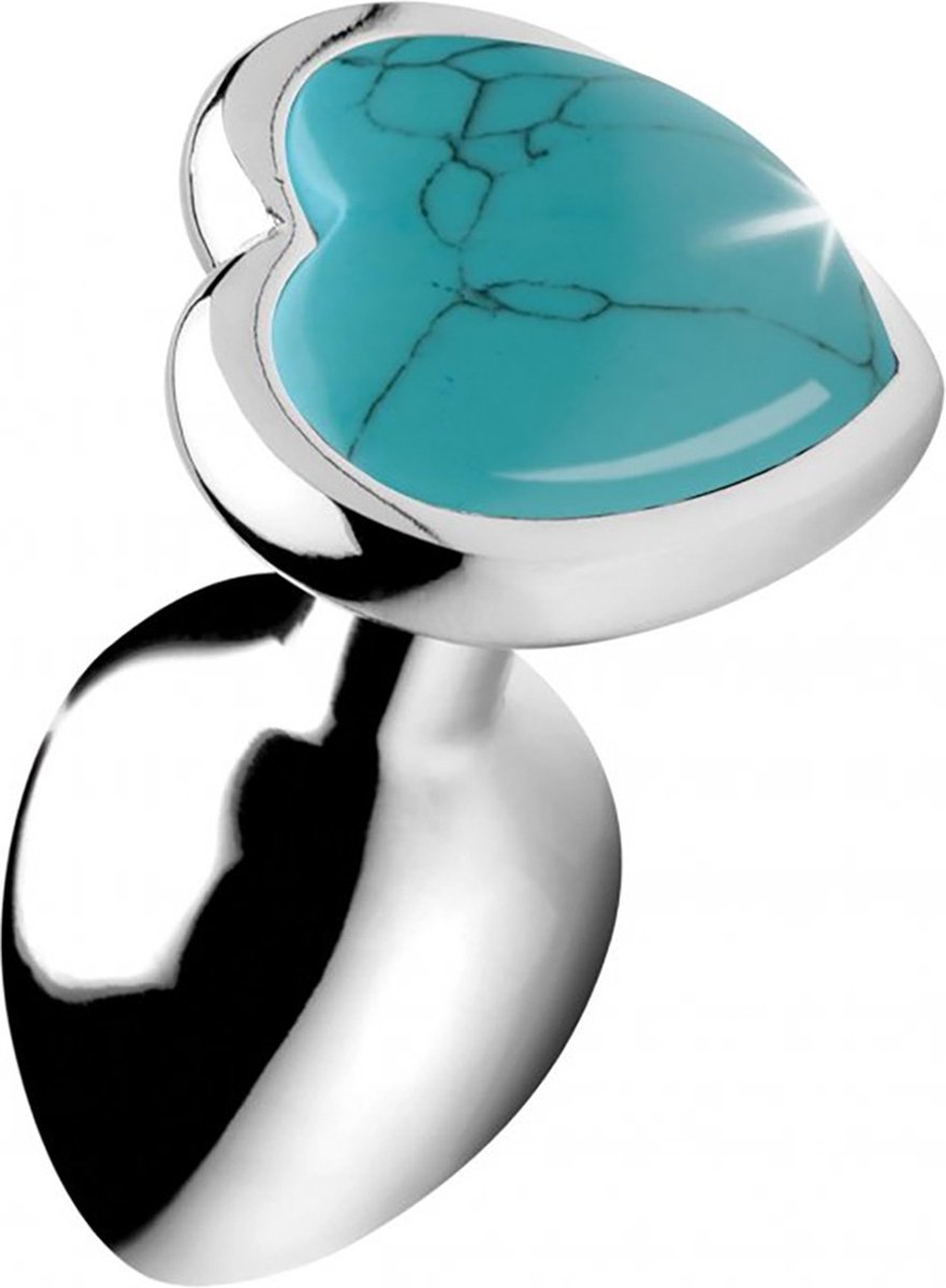 XR Brands Turquoise Heart - Butt Plug - Small blue