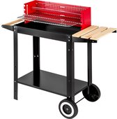 Barbeque Grill Met Wielen RVS - BBQ - Houtskoolbarbecue - Met Handvat & Oplegplank - 49x27cm Grillplaat - Roestvrij Staal