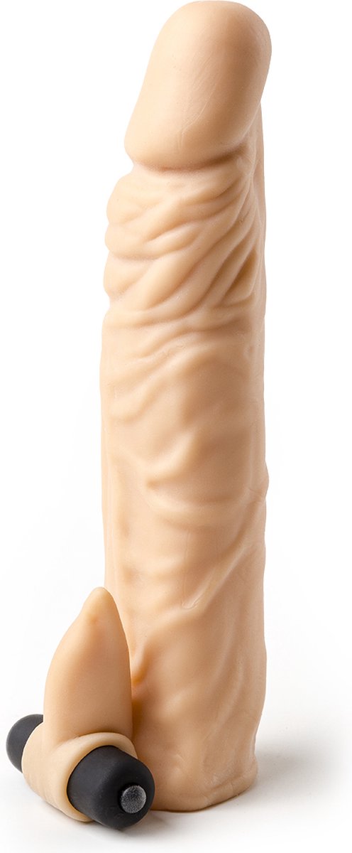 Goedkoopste Vibrerende penis sleeve die echt aanvoelt - 20 cm - beige