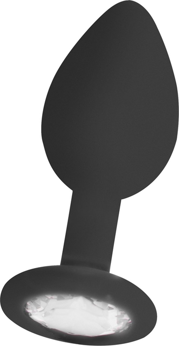 Ouch! Siliconen Buttplug met Diamant - Zwart