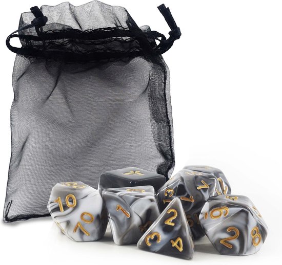 Thumbnail van een extra afbeelding van het spel Lapi Toys - Dungeons and dragons dobbelstenen mega set - Dnd polydice - 3 sets (21 stuks) - Met gratis d&d dice bags