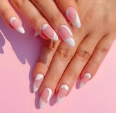 24 pcs Press On Nails White Abstract