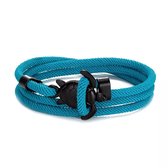 Paracord Travel Armband | Licht Blauw / Blue | Turtle | Schildpad Sluiting | Zwart | Parachute koord | Wanderlust | Cadeau | Reizen