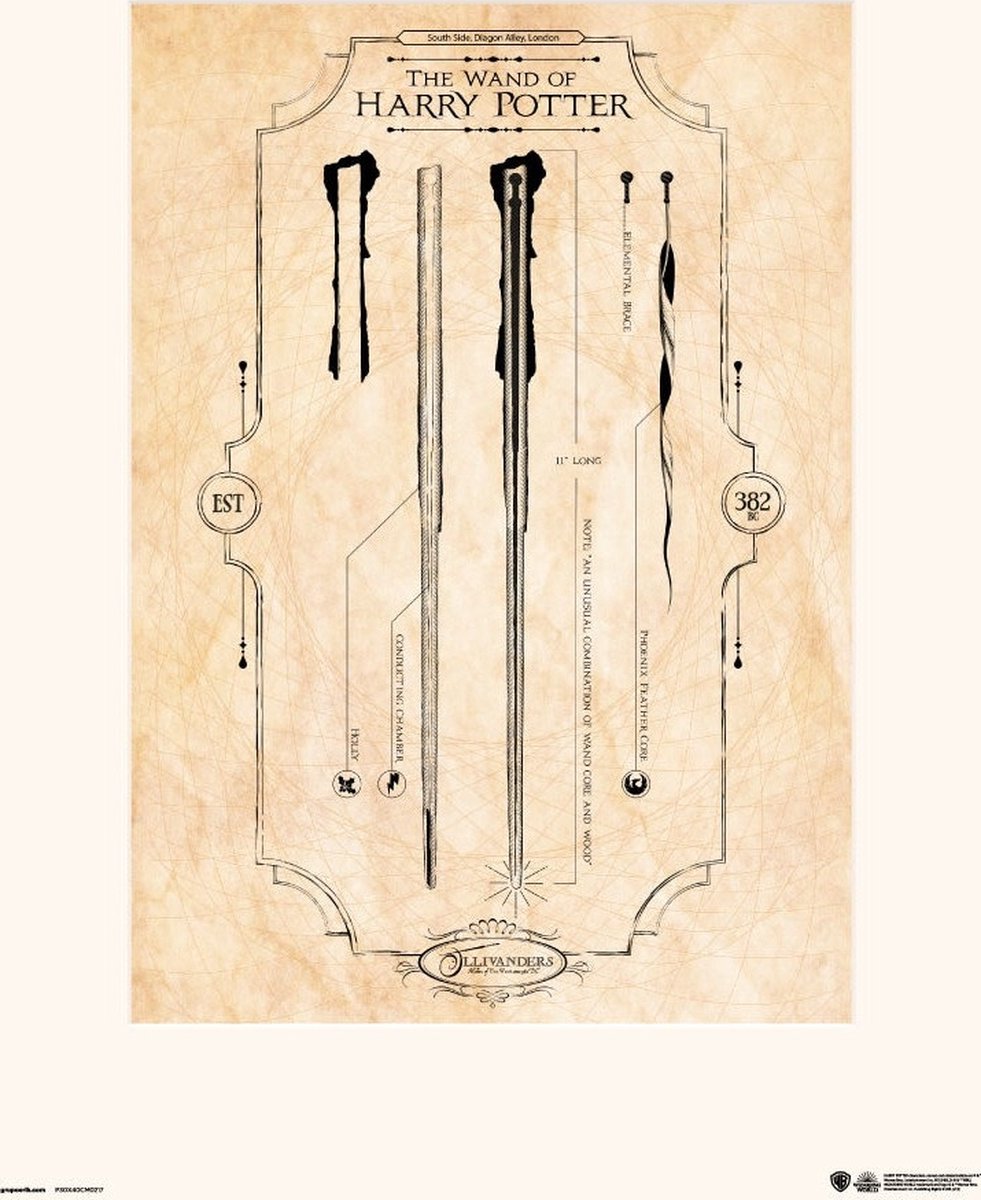 Grupo Erik Harry Potter The Wand Kunstdruk 30x40cm Poster - 30x40cm Divers