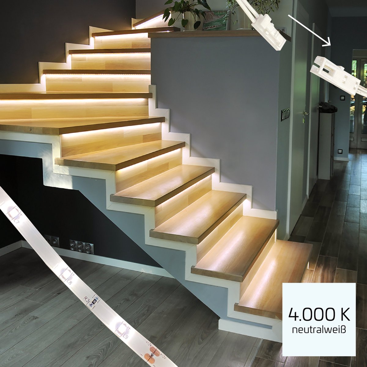 Kit d'éclairage d'escalier LED Proventa® avec détecteur de mouvement - 15 x  bande LED... | bol