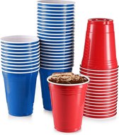 Blue Cups & Red Cups- 50 stuk(s) - Beerpong Drankspel - Plastic Bekers