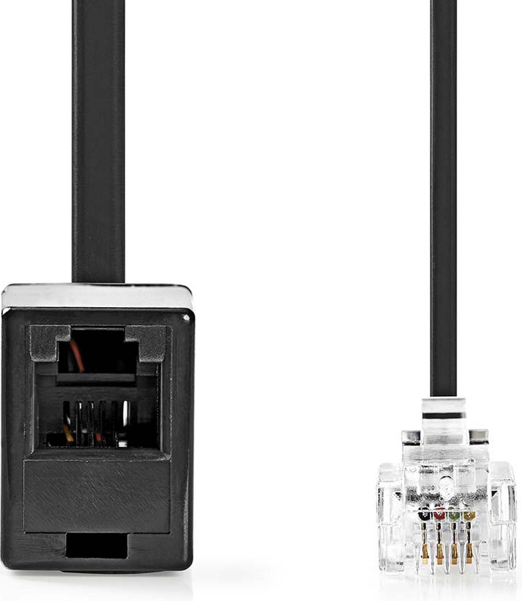 Nedis Telecomverlengkabel | RJ11 Male | RJ11 Female | 5.00 m | Design kabel: Plat | Kabeltype: RJ11 | Zwart