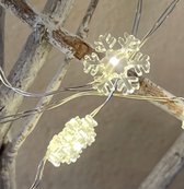 Ledverlichting | 20 LED | Sneeuwvlokken  | Warm Wit | Werkt op Batterij |  2M | Indoor | Micro LED | Timer | Lichtsnoer | Ledsnoer | Snoerverlichting | Kerstverlichting | Kerstdecoratie | Lam
