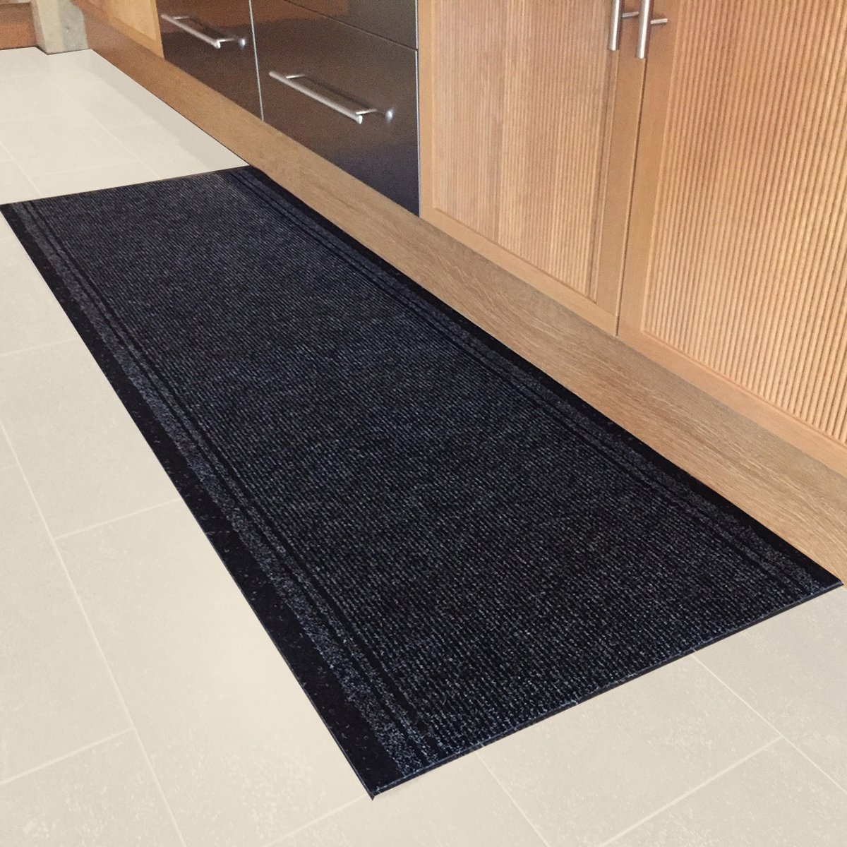 JYG Tapijtloper Club Antraciet 66 x 450 cm - Keukenloper - Anti Slip - snijdbaar