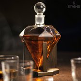 STAINS - Whiskey Karaf Diamant - Whiskey Set Deluxe - Whiskey Decanter - Luxe Whisky Karaf Set - Decanteer Karaf - Cadeau voor Man & Vrouw