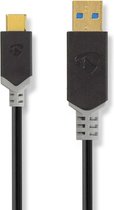 Nedis USB-Kabel - USB 3.2 Gen 1 - USB-A Male - USB-C Male - 60 W - 5 Gbps - Verguld - 1.00 m - Rond - PVC - Antraciet - Window Box