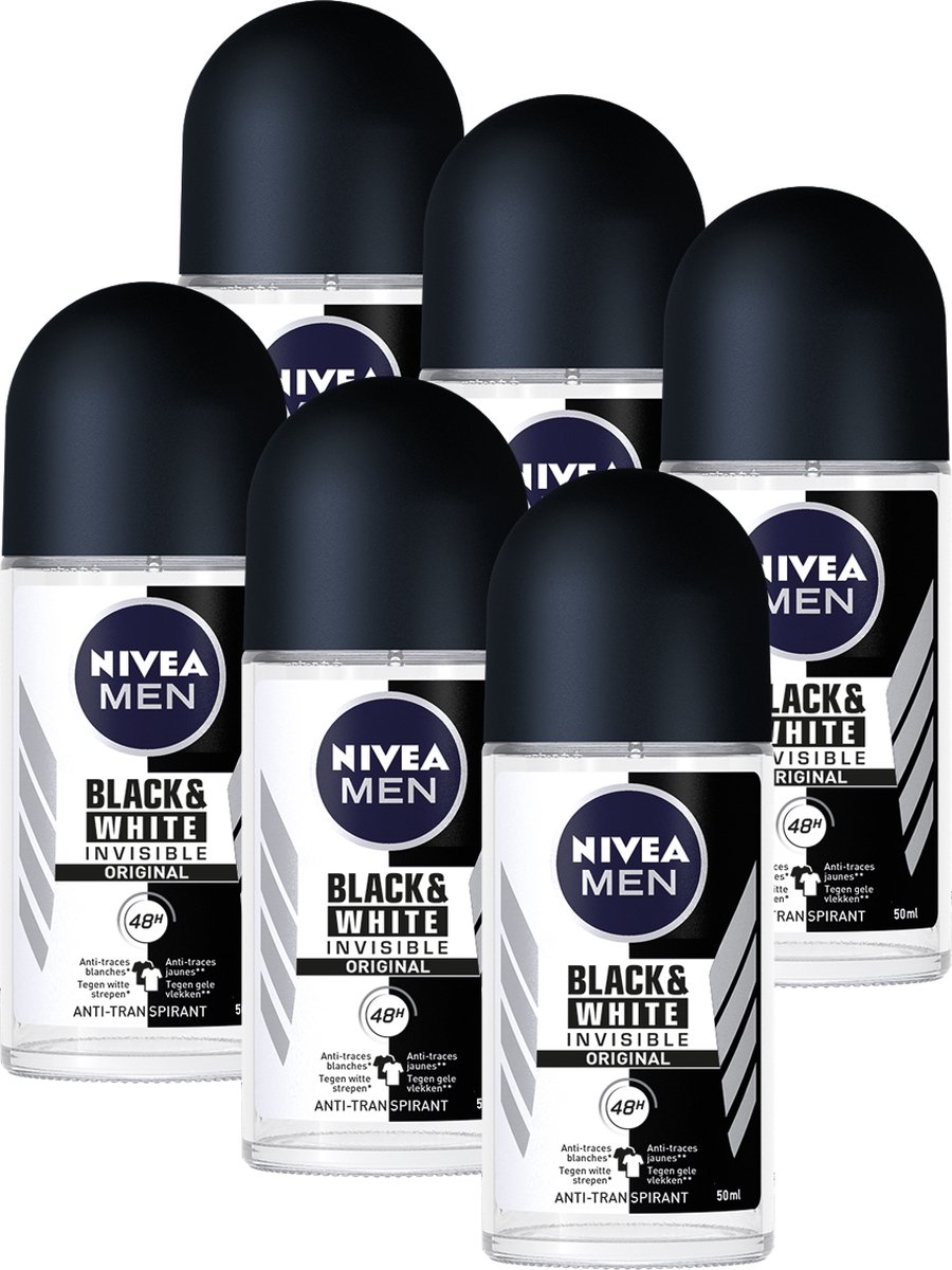 NIVEA MEN Black & White Invisible original - 6 x 50 ml - Voordeelverpakking  -... | bol.com