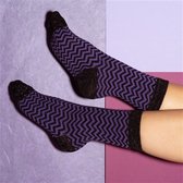 Socks Glitter Black Purple Striped