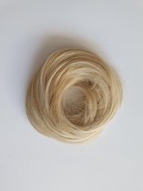 Haarstuk kort elastiek Messy Bun crunchie knot Licht Blond Mix Wit Blond elegant stijl