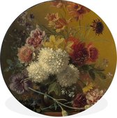 WallCircle - Wandcirkel - Muurcirkel - Stilleven met bloemen - Schilderij van G.J.J Van Os - Aluminium - Dibond - ⌀ 90 cm - Binnen en Buiten