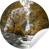 WallCircle - Muurstickers - Behangcirkel - Beroemde natuurlijke waterval in het Klong Lan National Park - 100x100 cm - Muurcirkel - Zelfklevend - Ronde Behangsticker XXL