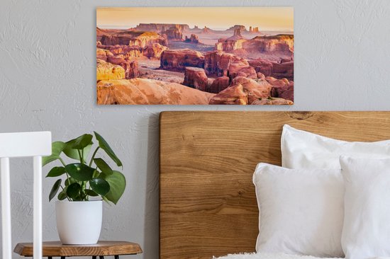 Tableau sur toile Panorama de Monument Valley en Amérique - 40x20 cm - Décoration murale