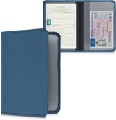 Étui kwmobile pour certificat d'immatriculation et permis de conduire - Étui avec porte-cartes en bleu marine - Housse en néoprène